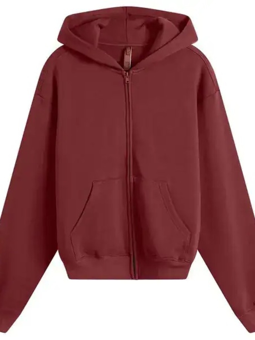 SKIMS (Gar) cotton fleece classic zip up hoodie skims Merlot NWT SIZE S